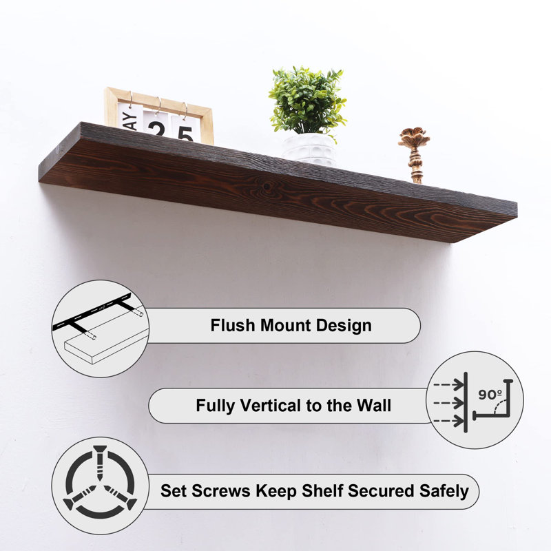 Millwood Pines Ayvie 2 Piece Pine Solid Wood Floating Shelf & Reviews